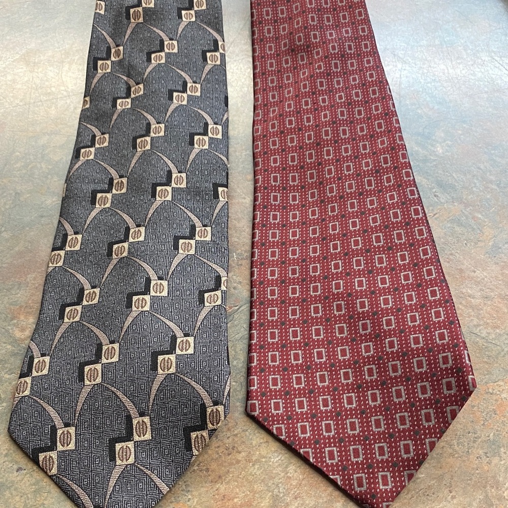 Stylish Geometric Ties Set - Gray and Red